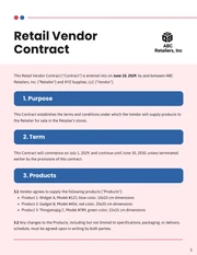 Retail Vendor Contract Template - Seite 1