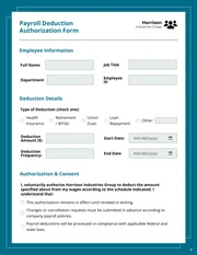 Payroll Deduction Authorization Form Template - Page 1