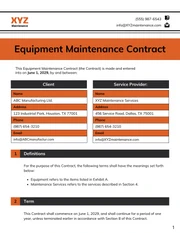 Equipment Maintenance Contract Template - صفحة 1