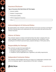 Uninsured Contractor Waiver Form Template - Page 2