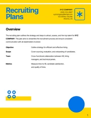 Simple Yellow Blue Recruiting Plan - Page 1