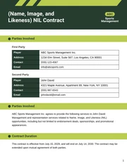 NIL Contract Template - page 1