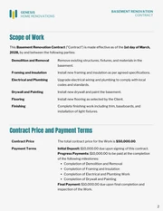 Basement Renovation Contract Template - Page 2