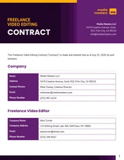 Freelance Video Editing Contract Template - صفحة 1