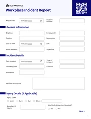 Workplace Incident Report Template - page 1