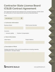 Free CSLB Contract Template - Pagina 1