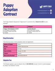 Puppy Contract Template - Página 1