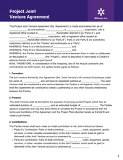 Purple and White Minimalist Modern Project Joint Venture Agreement - Page 1
