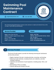 Swimming Pool Maintenance Contract Template - page 1