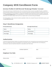 Company 401K Enrollment Form - Page 3