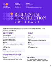 Residential Construction Contract Template - page 1