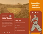 Red and Yellow Baseball Play Sport Tri-fold Brochure - Page 1