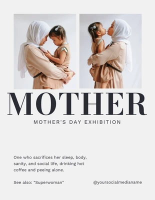 Free  Template: Poster Exposição Minimalista Bege do Dia das Mães