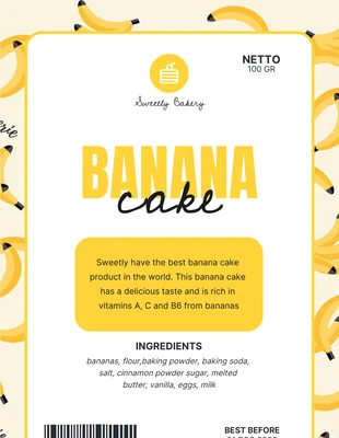 Free  Template: Light Yellow Baking Product Label
