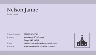 Free  Template: Carte de visite violette Church