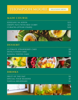 Free  Template: Green And Yellow Modern Cafe Menu