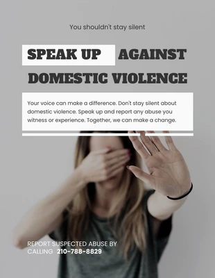 Free  Template: White & Photo Monochrome Domestic Violence Urgent