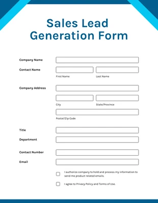 Free  Template: Formulários de geração de leads de vendas minimalistas, azuis e brancos