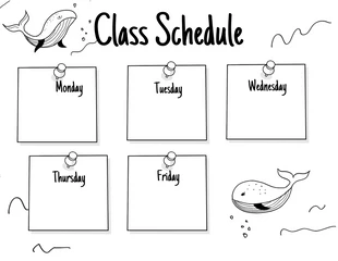Free  Template: Ilustración minimalista en blanco y negro Plantilla de horario de clases