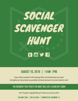 Free  Template: Social Scavenger Hunt Event Flyer