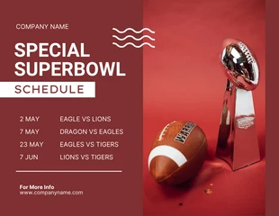 Free  Template: Red Minimalist Superbowl Schedule Template