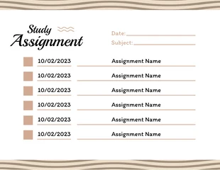 Free  Template: Brown Texture Study Assignment Schedule Template