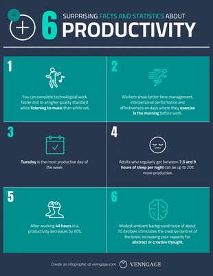 premium  Template: 6 Facts About Productivity Infographic Template