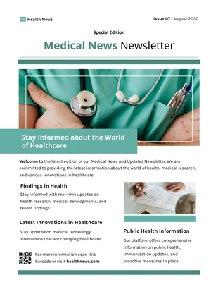 business  Template: Medical News and Updates Newsletter