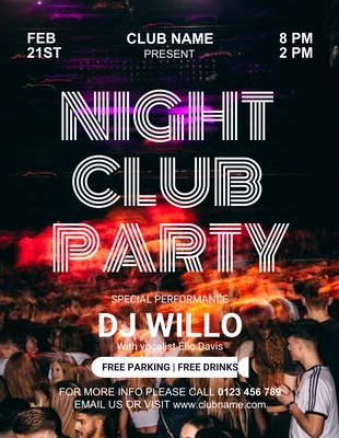 Free  Template: Negro Moderno Night Club Party Flyer