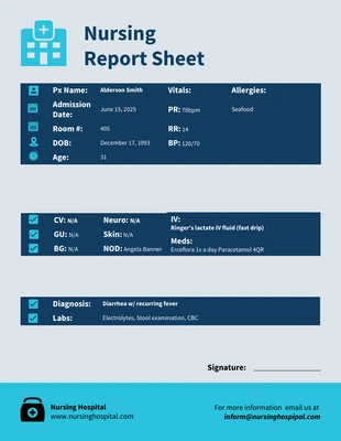 Free  Template: ICU Nursing Report Sheet Template