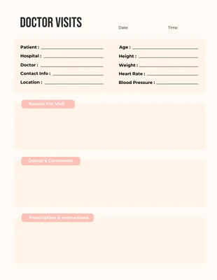 Free  Template: Pastel Cream Doctor Visits Schedule Template