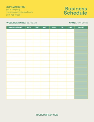 Free  Template: Soft Green and Yellow Business Schedule Template