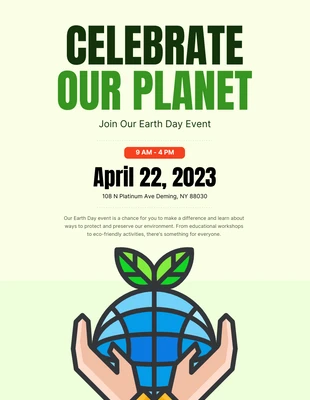 Free  Template: Soft Green and Blue Earth Day Poster