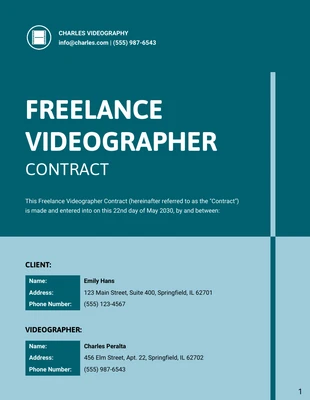 Free  Template: Freelance Videographer Contract Template