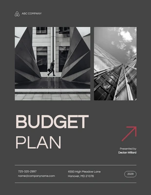 Free  Template: Grauer und roter Budgetplan