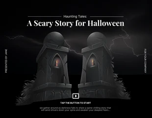 Free  Template: Roman visuel en noir et blanc Histoire effrayante Présentation d'Halloween
