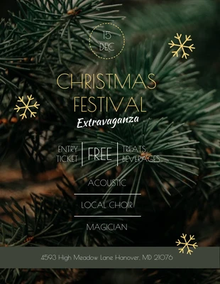 Free  Template: Cartel amarillo elegante del festival del árbol de Navidad