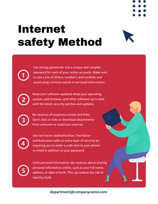 Free  Template: Poster rouge de la méthode de sécurité sur Internet