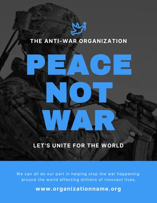 Free  Template: Schwarzes einfaches Friedens-Antikriegsplakat