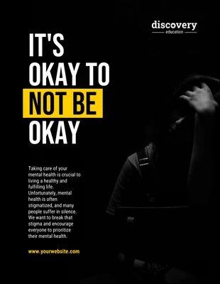 Free  Template: ملصق الصحة العقلية باللونين الأسود والأصفر