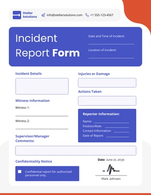 premium  Template: Incident Report Form