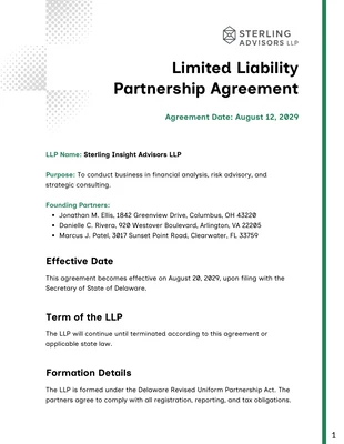 business accessible and interactive Template: Limited Liability Partnership Agreement Template