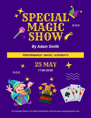 Free  Template: Blue Modern Illustration Special Magic Show Flyer