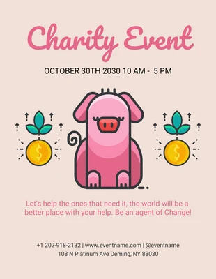 Free  Template: Cream Modern Illustration  Charity Event Flyer