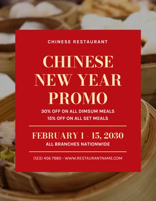 Free  Template: Red Simple Photo Chinese New Year Promo Poster