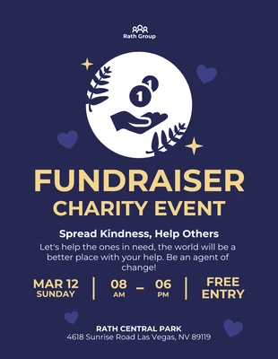 Free  Template: Blauer Minimalist Fundraiser Wohltätigkeitsveranstaltung Flyer