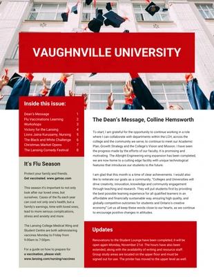 Free  Template: Lettre d'information de l'Université Rouge Moderne