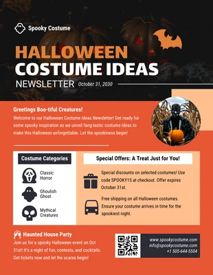 Free  Template: Costume Ideas Newsletter