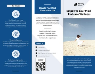 Free  Template: Einfache blaue dreifachgefaltete Broschüre zur psychischen Gesundheit