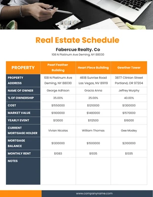 Free  Template: Orange and Blue Real Estate Schedule Template
